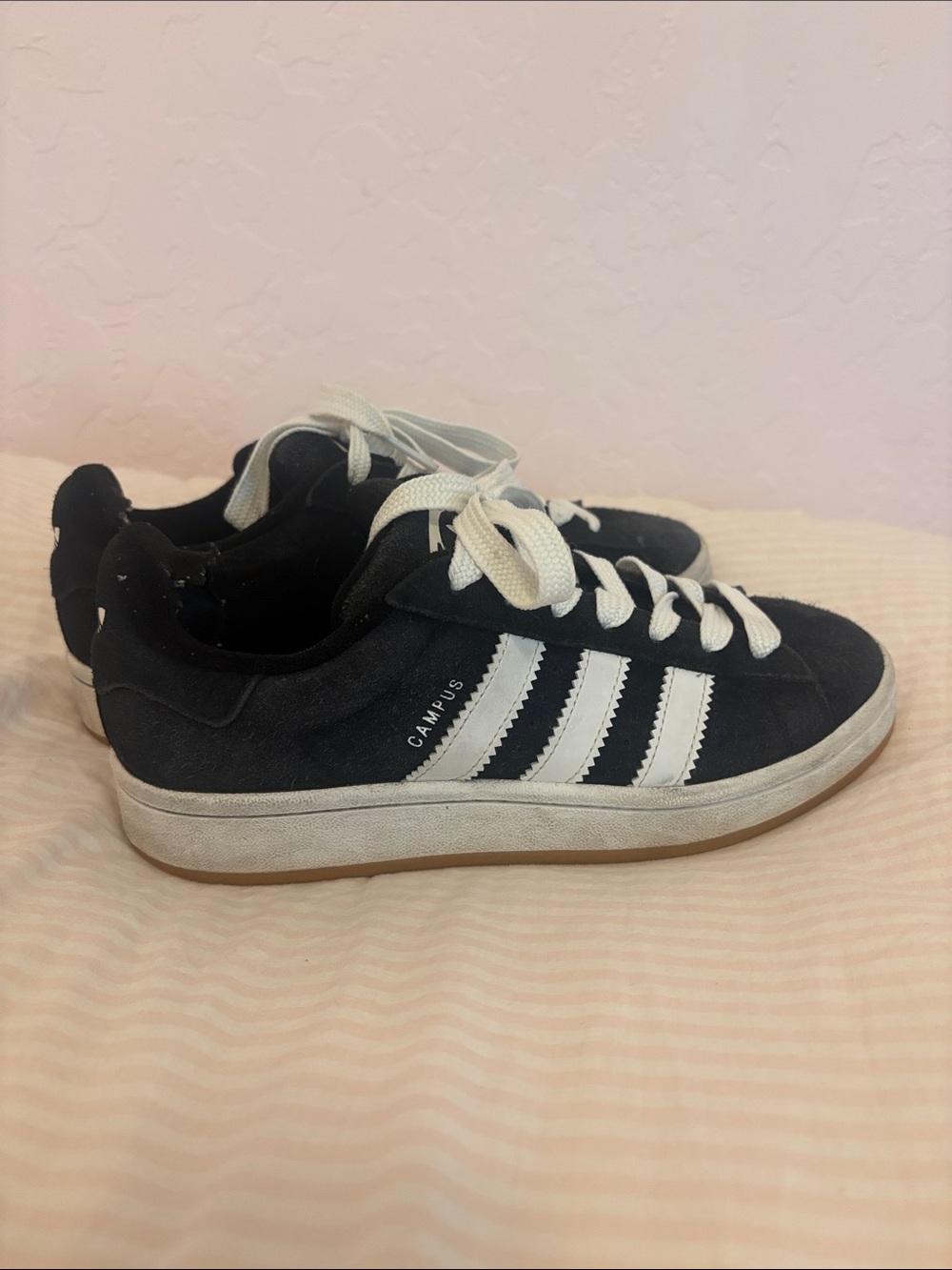 adidas Campus Black Suede Sneakers with White Stripes